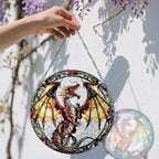 Stained Glass Window Hanging, 8 Inch Dragon Suncatcher Stained Glass, Suncatchers for Windows Hanging, Sun Catchers Indoor Window, Dragon Themed Gifts, Gifts for Men, Women