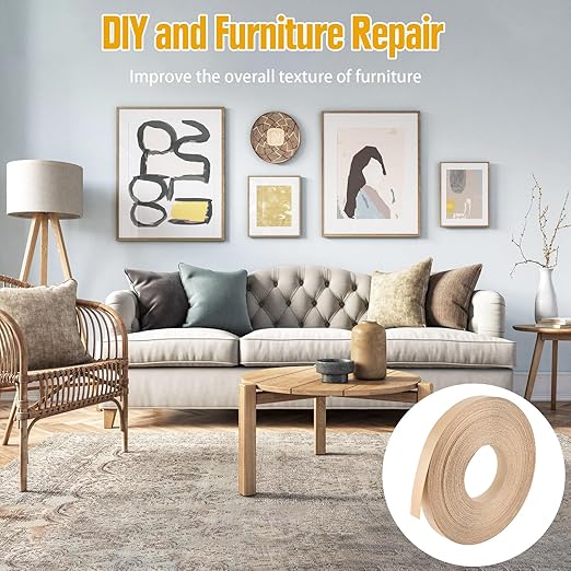 Birch Veneer Edge Banding, 3/4 Inch x 100Ft Pre-Glued Flexible Plywood Edge Banding Tape Real Wood Iron on Veneer Edging Tape with Hot Melt Adhesive Wood Trim for Furniture Panels Restoration