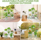 iDavosic.ly 6 Tier Large Plant Stand Indoor, 10 Inch Wide Tall Corner Metal Plant Stands Outdoor for Multiple Plants, Folding Tiered Flower Display Holder Rack Shelf, Light Green