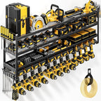 49" W Large Power Tool Organizer Wall Mount, 4 Layer Heavy Duty Loads 800 lbs, Tool Rack Holds 12 Cordless Drills, Large Capacity Battery Holder for Garage Storage, Christmas Gift for Men