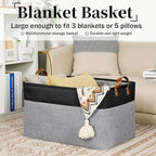 DULLEMELO Extra Large Storage Basket 22X15, 70L Foldable Fabric Toys Baskets Organizer Bins, Black&Grey