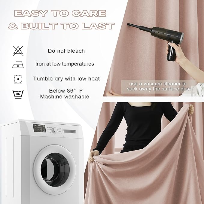 DUALIFE Cute Dusty Pink Blackout Curtains 90 Inches Long - Rose Blush Pinch Pleat Track Curtains Blackout with Hooks Viral Pleat Drapes for Girls Bedroom Nursery,40 by 90 Inch, 2 Panels, Back Tab