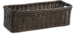 The Basket Lady Long Low Wicker Basket, Medium, 20.5 in L x 9.5 in W x 6 in H, Antique Walnut Brown