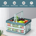 Heavy Duty Plastic Milk Crates for Storage, 2-Pack Stackable Storage Bins for Organizing, Collapsible Shopping Basket with Handle for Groceries, Suitable for Home Office School Store, Blue