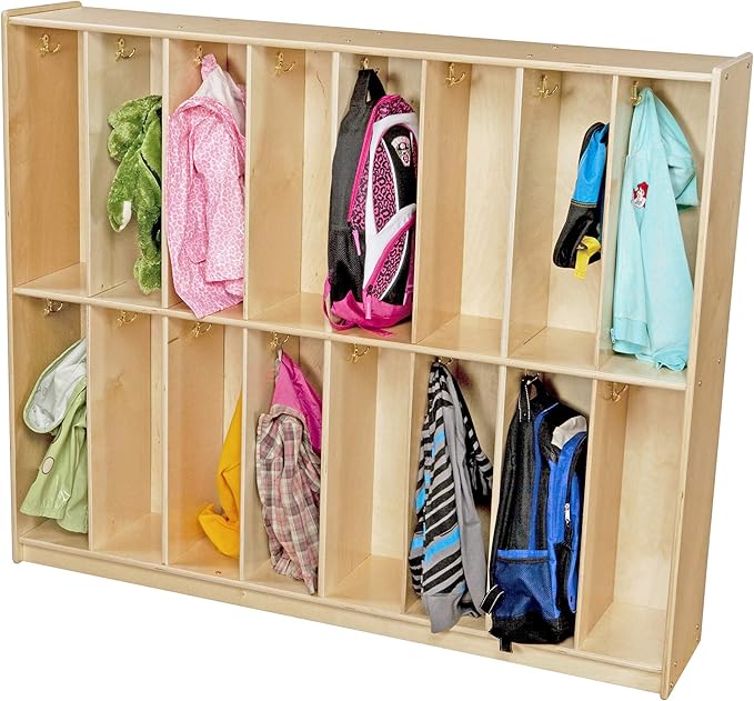 Contender 16-Section Classroom Coat Locker & Backpack Hanger, Daycare Cubby Coat Rack, Cubicle Coat Hanger for Office, School, Kindergarten, Montessorri