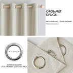 MIULEE 100% Blackout Linen Textured Curtains for Bedroom Solid Thermal Insulated Cream Grommet Room Darkening Curtains & Drapes Luxury Decor for Living Room Nursery 52 x 63 Inch (2 Panels)
