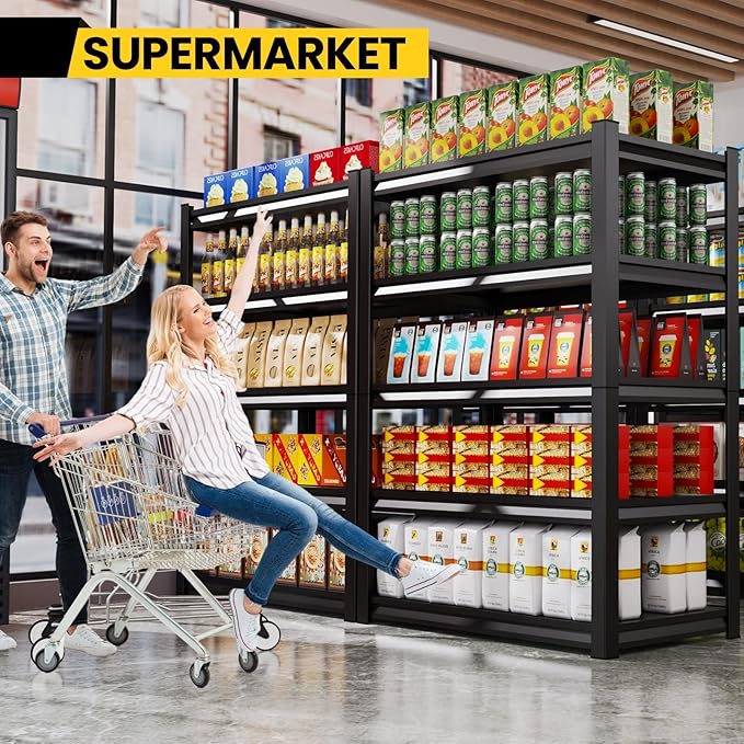 5-Tier Garage Shelving Heavy Duty, 2500LBS Metal Shelving Unit, Adjustable Garage Storage Shelves, Easy Assembly Steel Shelving, Utility Storage Rack Shelf for Warehouse, 72”H*35.4”W*16”D, 2 Pack