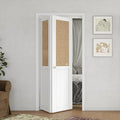 BARNER HOME Bi-fold Doors - Cane Closet Door for 36" x 80" Opening, Webbing & Wood Interior Door Slab, Including Hardware, MDF, White Folding Door for Wardrobe