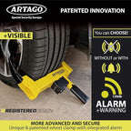 ARTAGO ART872 High-End Wheel Clamp Lock, 2in1 Without/with 120dB Alarm +Night LED Alert, Patented, Heavy-Duty Trailer Wheel Lock, High Security Car Boot, Universal Tire Clamp Anti-Theft for Golf Cart