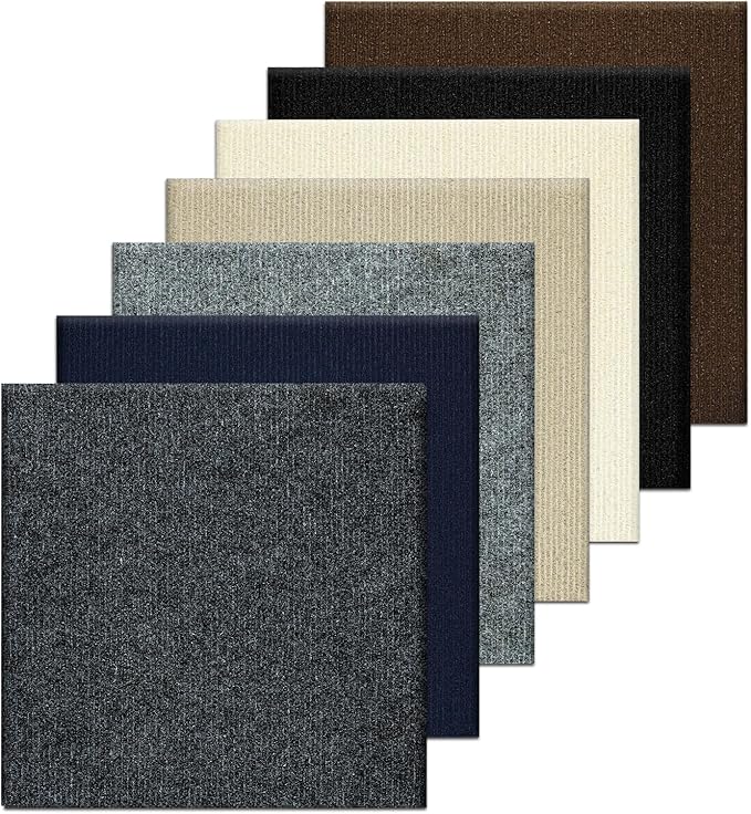 Carpet Tiles Peel and Stick, Self Adhesive Carpet Floor Tile 24" x 24", Dark Grey Soft Padded Flooring Sticker, Home Decor for Bedroom Living Room Office, 20 Tiles per Box