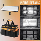 Wearable Cleaning Caddy Bag, Cleaning Caddy Supplies Organizer with Handle & Shoulder Straps for Housekeepers, Under Sink & Car Cleaning Tool Organizers with 4 Foldable Divider (Orange)