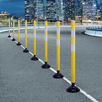 8 Pack Traffic Delineator Posts – High Visibility Reflective Safety Cones with Spring Base for Roadway, Parking, Garage, Construction Zones (Yellow, 36 Inch)