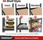 HOMEDANT 5 Tier Storage Shelves Adjustable Laminated Boltless Garage Metal Shelving Unit Heavy Duty Utility Rack Shelf Warehouse Pantry Closet Kitchen (4, (L) 48.1" W, Black)