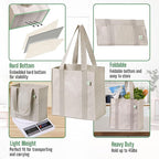 VENO 2-4 Pack Reusable Grocery shopping Bags, Small Tote Bag w/Handle Hard Bottom, Heavy Duty, Foldable Carrier