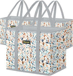 BALEINE 3Pk Reusable Grocery Bags, Foldable Shopping Bags for Groceries with Reinforced Bottom & Handles (Mosaic)