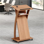 Mobile Wooden Podium Stand with Wheels Lectern Black Walnut 16MM Wood Board Elegant Design Wooden Churche Pulpit