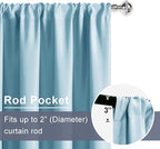 JIUZHEN Blackout Curtains for Bedroom - Thermal Insulated Noise Reducing Privacy Short Curtain for Living Room, Set of 2 Panels with Tiebacks, 38 x 45 inches Long,Light Blue