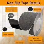 Anti Slip Tape for Stairs, 4 Inch x 35Ft Heavy Duty Grip Tape High Adhesive Waterproof Non Slip Stair Treads Tape for Outdoor Indoor Skateboards Steps Stairs Ramps Traction Tread-Grey