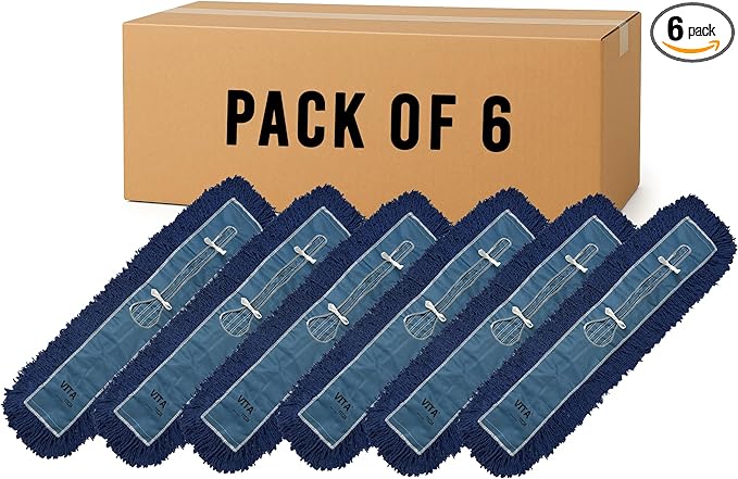 Heavy-Duty Industrial Closed-Loop Dust Mops - 6 Pack (Blue) - 36 Inch