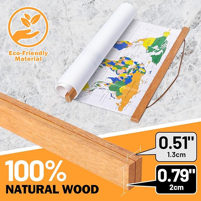 Magnetic Poster Hanger, 39x27 39 x 13 39x23 Poster Frame Wood Wooden Magnet Print Posters Dowel Scroll Hanger Hangers Hanging Kit for Walls Map Canvas Artwork (Teak Wood, 39")