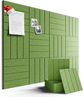 Felt Bulletin Board Tiles Large 48" x 36" Cork Board Alternative-12 Pack with 70 Adhesive Tabs, Thick Slat Wall Panels for Office Decor, Push Pin Board Wall Organizer Alternative-Kelly Green