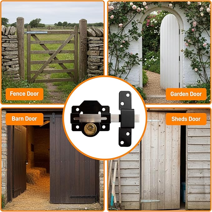 GateMate 2 ¾”(70mm) Double Locking Long Throw Gate Lock 5 Keys Included, Stainless Steel, High Durability, Ideal for Gates and Doors, Corrosion-Resistant.