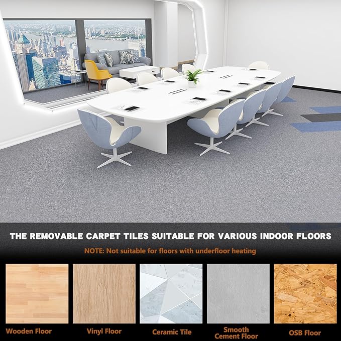 16-Pack 20"x20" Carpet Tiles, Non-Adhesive Soft Padded Floor Squares with Seamless Look for Home, Office, Indoor & Outdoor Use (43 Sq Ft) (J2)