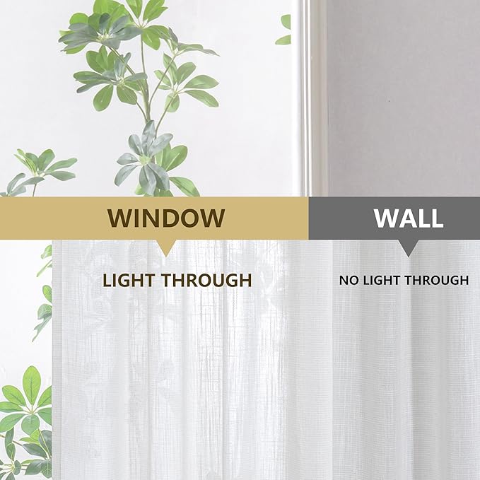 MYSKY HOME Extra Long Curtains for Living Room, Natural Curtains 108 Inch Long Light Filtering Semi Sheer Backdrop Panels Pinch Pleated Soft Cotton Fabric Boho Window Drapes, 40 x 108 in, 2 Pieces