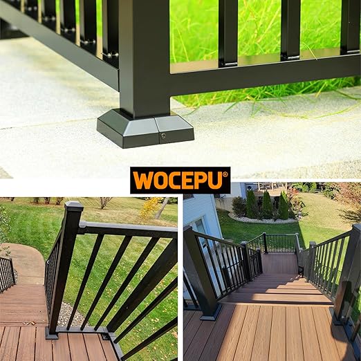 12 pcs 2.5"x2.5" (Actual: 2.5"x2.5") Aluminum Deck Post Base Cover, for Railings, Stairs, Patios, Porches, Split Deck Post Skirt (Black)