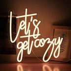 Let's Get Cozy Neon Signs, Wall Decor, Warm White Led Signs Usb Powered, Living Room Decor, Game Room Decor, For Adult Boys Girls Bedroom Restaurant Bar Hotel Party Birthday (13×12.6 in)