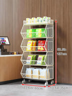 Commercial Metal Storage Rack with Wheels, 4-Tier Display Shelf for Retail Store, White (White, 23.6 x 13.7 x53.9inch)