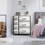 Sorbus Dresser with 7 Faux Wood Drawers - Storage Unit Organizer Chest for Clothes - Bedroom, Hallway, Living Room, Closet, & Dorm Furniture - Steel Frame, Wood Top, & Easy Pull Fabric Bins