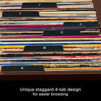 Carstens Records Heavy Duty Vinyl Album Dividers A-Z | 12" Organizers with Tabs | Pack of 26 Black | Made in The USA | for Top Browsing