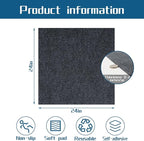 Peel and Stick Carpet Squares 24" x 24", Self Adhesive Non-Slip Carpet Tiles, Peel and Stick Soft Padded Carpet Tiles for Kitchen Bedrooms Indoor Outdoor(20 Tiles/80 sq ft)