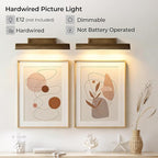 24in Modern Brass Picture Lights for Wall Hardwired, 4 Light Gold Wall Picture Light for Above Picture Frame, Accent Light for Living Room, Bookcase, Library Display E12 Base No Bulbs