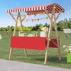 Outdoor Vendor Cart, Portable Cart with Canopy, Movable Stall Display Stand, Foldable Vending Stand Kiosk Display Trolley with Canopy, for Market, Street Food, Events(Red 1,150cm/59in)