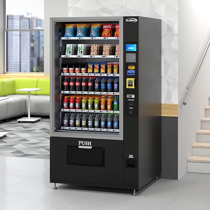 KoolMore Refrigerated Snack Vending Machine with 60 Slots, Bill Acceptor and Credit Card Reader in Black (KM-VMR-40-BR)