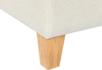 Adeco 17.5" Square Fabric Ottoman with Storage - Upholstered Cotton Linen Foot Rest - Flip Top Footstool with Sturdy Wood Legs, Small Cube Coffee Table Extra Seat for Living Room, Bedroom, White