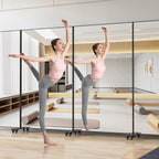 ANYHI Full Length Mirror with Wheels, 360° Swivel Full Body Rolling Mirror, 39.7"*69.5" Sturdy Standing Floor Mirror for Home Gym, Bedroom, Yoga & Dance Studio