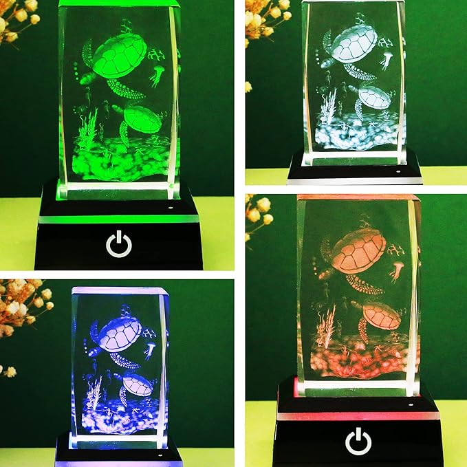 EUSTUMA LED Light Base Non-Slip Square Display Stand in A Variety of Colors,Suitable for Glass Crystal Spherical Artwork (Led Base for Glass Ball)