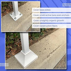 Deck Post Base Cover – Durable, Snap-Together Shoe Base Instantly Transforms Hand & Stair Rail Feet – Porch, Stair & Deck Brackets Cover – UV-Resistant ABS Plastic (White)