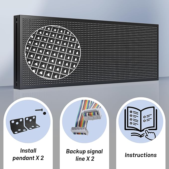‌Kochenkore P10 Programmable LED Sign, 51"x14" Scrolling Display, Waterproof Outdoor Digital Signage with WiFi Control, Indoor RGB Advertising Message Board for Business & Store Signs