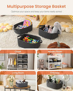 KALLAX Small Woven Basket, 14 x 10 x 5.6 Inches, Small Storage Baskets for Organizing, Gift Baskets Empty, Cute Rope Shelf Closet Storage Bins for Shelves, Dog Toy Basket, Dark Grey