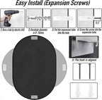 36x24 Mirror Runway Oval Wall Mounted Aluminum Alloy Metal Frame Rectangle Mirrors for Entryway Bedroom Bathroom Living Room 36 24 inch Black
