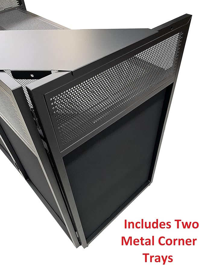 Jumbo 53" Wide DJ Event Facade White/Black Scrim Booth Two Top Corner Table Tops 23"x53" Table! Padded Carrying Case! All Aluminum Build!