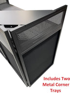 Jumbo 53" Wide DJ Event Facade White/Black Scrim Booth Two Top Corner Table Tops 23"x53" Table! Padded Carrying Case! All Aluminum Build!