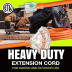 6ft Outdoor/Indoor Extension Cord 3-Outlet 12/3 Gauge Extra Heavy Duty ETL Listed, 3 Prong SJTW, Waterproof, Flexible Cold-Resistant Long Power Cord,15A 125V 1875W, Orange by LifeSupplyUSA