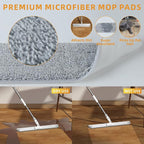 Flat Microfiber Mop for Floor Cleaning, 18 inch (17.7 in/45 cm) Aluminum Base, Adjustable Stainless Steel Handle 29.5 to 52 in, 360-Degree Swivel, Dry & Wet, 4 Washable Pads - LJGG