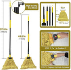 JEHONN Commercial Mop Heavy Duty Industrial String Mops with 57.5 inches Long Handle, Professional Dry Wet Cotton Mop for Cleaning Hardwood Floor Concrete Tile Home Kitchen Office Garage (Yellow)