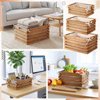 3 Pack Wooden Crates with Liner, Multiple Sizes Wood Crates Decorative Storage Baskets Rustic & Farmhouse Decor for Display Home Pantry Bathroom Cabinets Kitchen Laundry Room Organizing